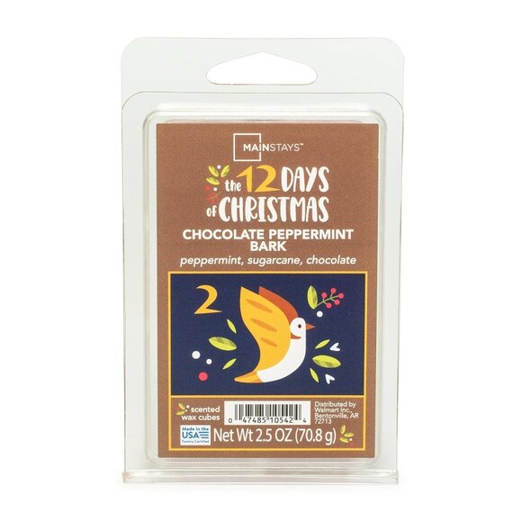 Mainstays 2nd Day 12 Days Of Christmas Chocolate Peppermint Bark Wax Cubes NEW - Picture 2 of 5